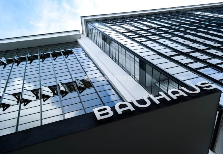 Bauhaus Dessau, iconic modernist architecture by Walter Gropius, glass curtain wall facade, Dessau, Saxony-Anhalt, Germany