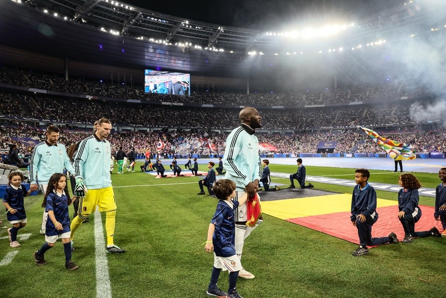 Belgium's Romelu Lukaku pictured at the start of a soccer game between France and Belgian national team Red Devils, on Monday 5 October 2026 in Saint-Denis, France, the fourth (of 6) game of the UEFA Nations League group stage