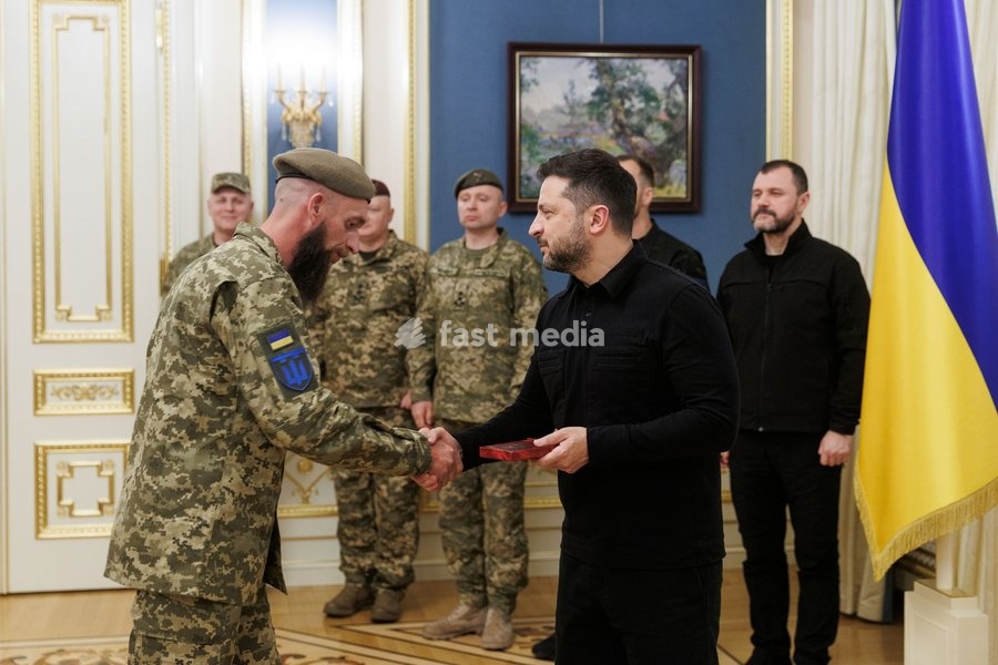 President of Ukraine Volodymyr Zelenskyy Presents Territorial Defense Warriors with State Awards in Kyiv, Ukraine on 5 October 2026