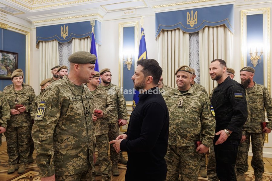 President of Ukraine Volodymyr Zelenskyy Presents Territorial Defense Warriors with State Awards in Kyiv, Ukraine on 5 October 2026