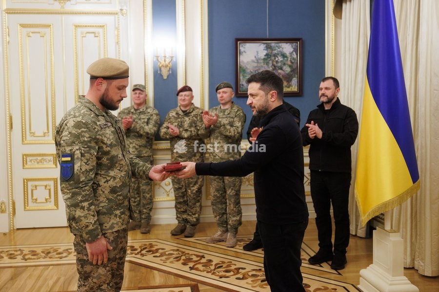 President of Ukraine Volodymyr Zelenskyy Presents Territorial Defense Warriors with State Awards in Kyiv, Ukraine on 5 October 2026
