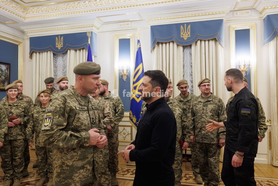 President of Ukraine Volodymyr Zelenskyy Presents Territorial Defense Warriors with State Awards in Kyiv, Ukraine on 5 October 2026