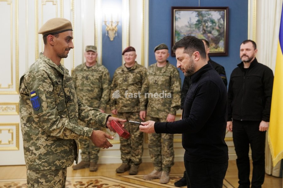 President of Ukraine Volodymyr Zelenskyy Presents Territorial Defense Warriors with State Awards in Kyiv, Ukraine on 5 October 2026