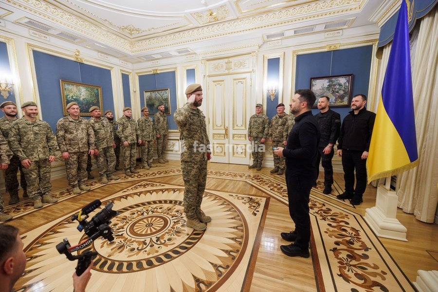 President of Ukraine Volodymyr Zelenskyy Presents Territorial Defense Warriors with State Awards in Kyiv, Ukraine on 5 October 2026