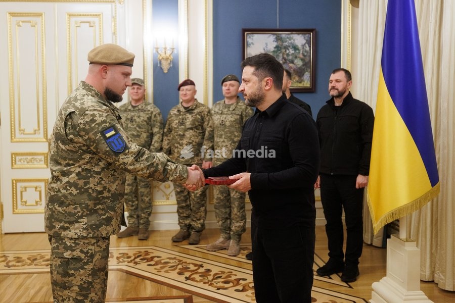 President of Ukraine Volodymyr Zelenskyy Presents Territorial Defense Warriors with State Awards in Kyiv, Ukraine on 5 October 2026