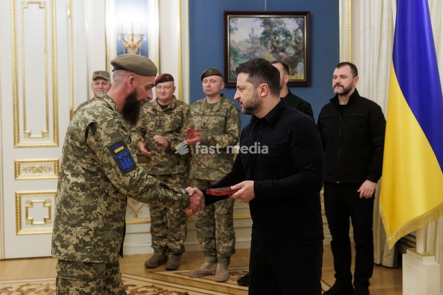 President of Ukraine Volodymyr Zelenskyy Presents Territorial Defense Warriors with State Awards in Kyiv, Ukraine on 5 October 2026