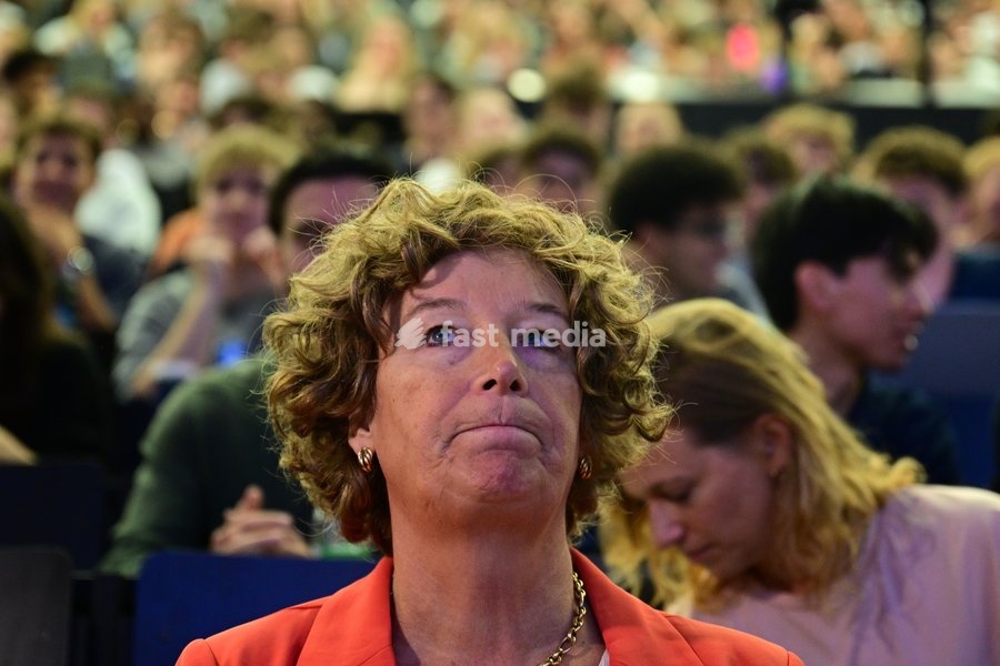 UGent Rector Petra De Sutter pictured during the Introductory lecture for the Political Science Course by Professors Devos and Bouteca, Tuesday 6 October 2026, in UGent