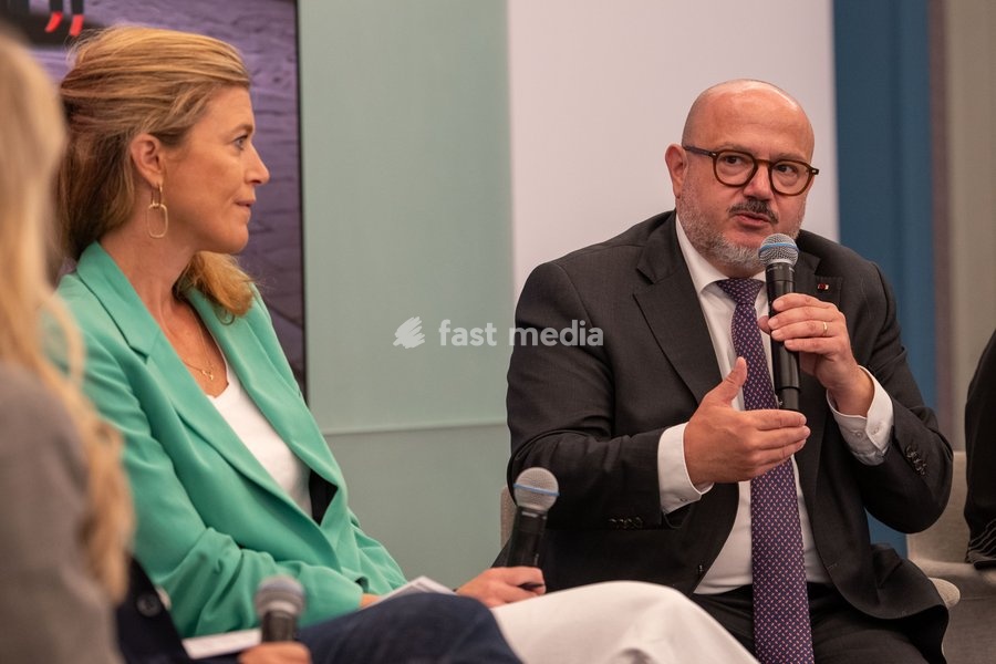 Minister of Justice Annelies Verlinden and Minister of Interior Bernard Quintin are pictured at a Vias Institute press conference held in connection with the National Road Safety Forum, on Tuesday 6 October 2026, in Brussels