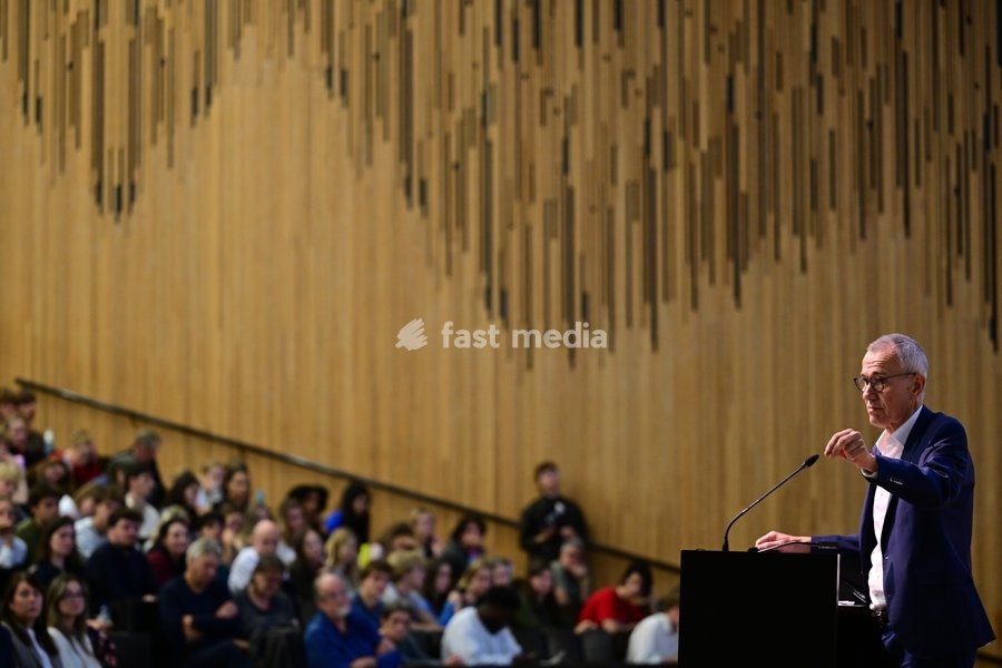 Belgium's Deputy Prime Minister and Minister of Health and Social Affairs Frank Vandenbroucke pictured during the Introductory lecture for the Political Science Course by Professors Devos and Bouteca, Tuesday 6 October 2026, in UGent
