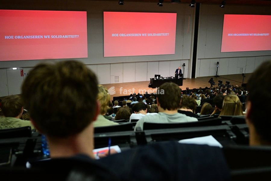 Vice-prime minister and minister and minister of Public Health and Social Affairs Frank Vandenbroucke pictured during the Introductory lecture for the Political Science Course by Professors Devos and Bouteca, Tuesday 6 October 2026, in UGent