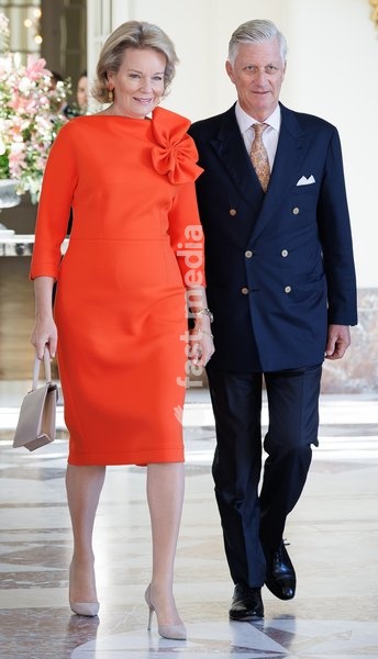 Queen Mathilde of Belgium and King Philippe - Filip of Belgium pictured during a royal meeting with the top Belgian athletes who have distinguished themselves over the past two years, at Laken Royal Castle, on Tuesday 6 October 2026. This concerns athletes who won a medal at a European or World…