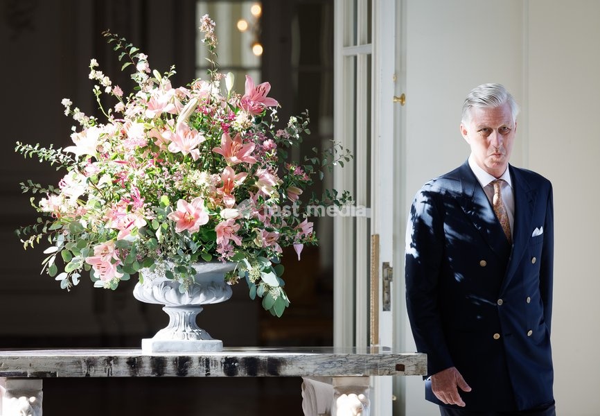 King Philippe - Filip of Belgium pictured during a royal meeting with the top Belgian athletes who have distinguished themselves over the past two years, at Laken Royal Castle, on Tuesday 6 October 2026. This concerns athletes who won a medal at a European or World Championship in an Olympic or…
