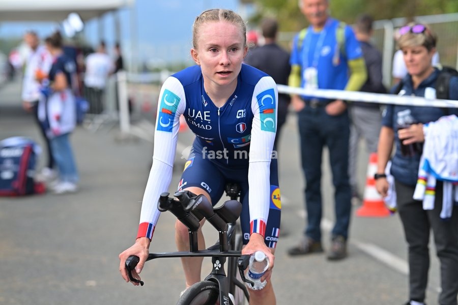French Maeva Squiban pictured after the time trial mixed relay elite race (44,2 km) at the cycling UEC Road European Championships, in Ljubljana, Slovenia Tuesday 6 October 2026. The UEC Road European Championships are taking place from 02 to 07 October in Ljubljana, Slovenia