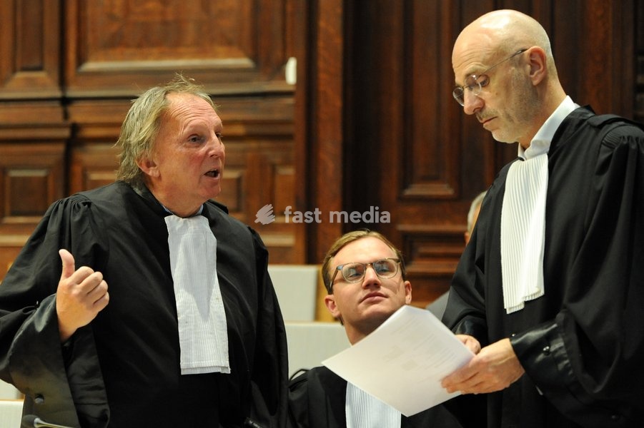 Johan Platteau, Francis De Lamper and John Maes pictured during the jury selection session for the assize trial of S. Singh (66), who is accused of the manslaughter of Darshan Singh (42) of Weelde (Ravels), at the Antwerp Assize Court, on Tuesday 6 October 2026. The victim disappeared in June 2018.…