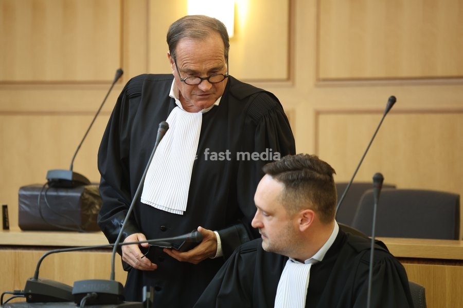Lawyer Jean-Philippe Mayence pictured at the verdict session of the assize trial of Nicolas Ullens de Schooten at the Assize Court of the Brabant Wallon province in Nivelles, Tuesday 6 October 2026. Ullens is accused of killing his step-mother, 70 year old Baroness Myriam 'Mimi' Ullens de Schooten…