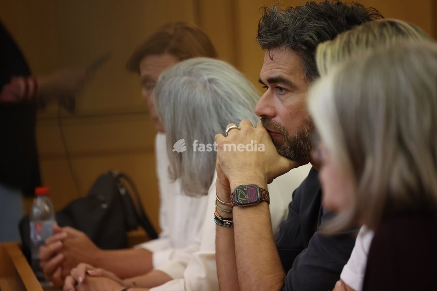 Civil party Gilles Lemaire (son of the victim Myriam Ullens) pictured at the verdict session of the assize trial of Nicolas Ullens de Schooten at the Assize Court of the Brabant Wallon province in Nivelles, Tuesday 6 October 2026. Ullens is accused of killing his step-mother, 70 year old Baroness…