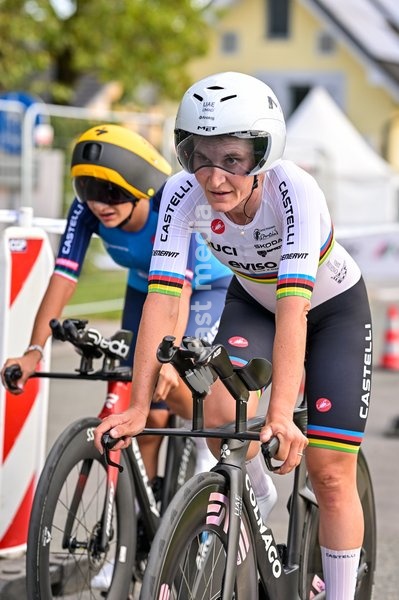 Italian Elisa Longo Borghini pictured during the time trial mixed relay elite race (44,2 km) at the cycling UEC Road European Championships, in Ljubljana, Slovenia Tuesday 6 October 2026. The UEC Road European Championships are taking place from 02 to 07 October in Ljubljana, Slovenia