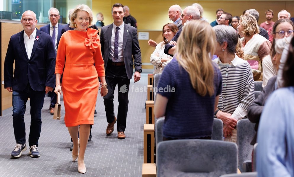 Queen Mathilde of Belgium pictured during the conference "AI in balance" organised by Federal Council for Sustainable Development, on Tuesday 6 October 2026 in Brussels. The conference program will feature presentations by various experts and multidisciplinary panel discussions on the societal,…