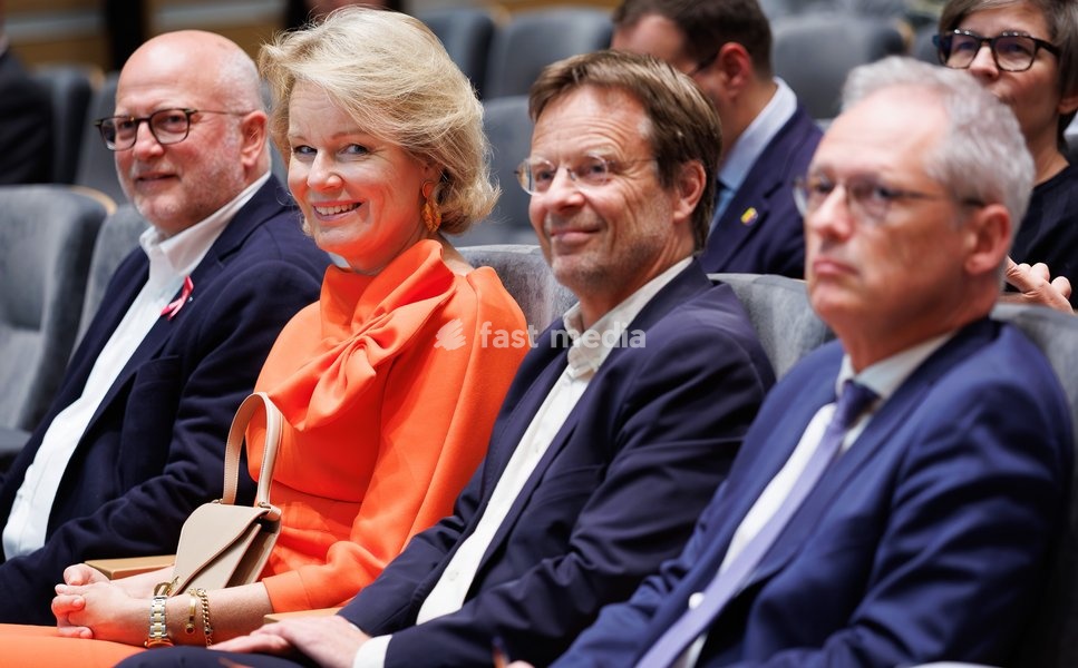 Queen Mathilde of Belgium pictured during the conference "AI in balance" organised by Federal Council for Sustainable Development, on Tuesday 6 October 2026 in Brussels. The conference program will feature presentations by various experts and multidisciplinary panel discussions on the societal,…