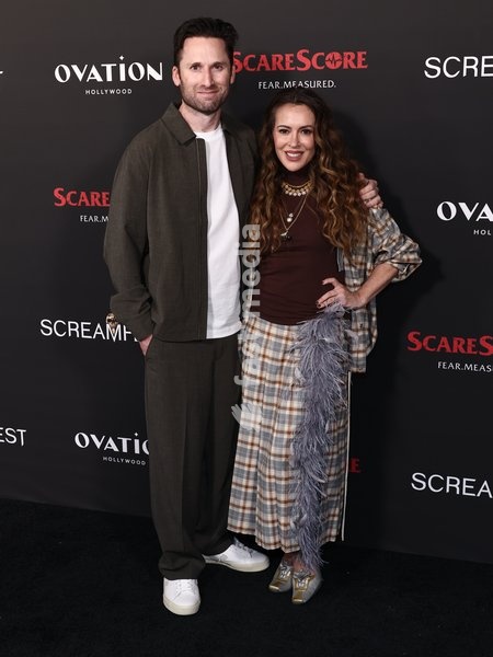 Jeremy Weiss and Alyssa Milano at the 26th Annual Screamfest Horror Film Festival - Opening Night - World Premiere Of Jeremy Weiss' 'The Night Driver' held at TCL Chinese 6 Theatres at Ovation Hollywood on October 6, 2026 in Hollywood, Los Angeles, California, United States