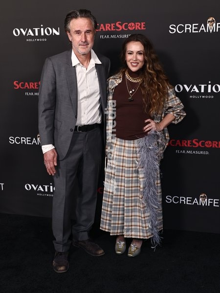 David Arquette and Alyssa Milano at the 26th Annual Screamfest Horror Film Festival - Opening Night - World Premiere Of Jeremy Weiss' 'The Night Driver' held at TCL Chinese 6 Theatres at Ovation Hollywood on October 6, 2026 in Hollywood, Los Angeles, California, United States