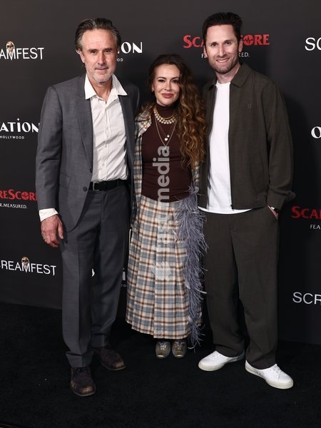 David Arquette, Alyssa Milano and Jeremy Weiss at the 26th Annual Screamfest Horror Film Festival - Opening Night - World Premiere Of Jeremy Weiss' 'The Night Driver' held at TCL Chinese 6 Theatres at Ovation Hollywood on October 6, 2026 in Hollywood, Los Angeles, California, United States