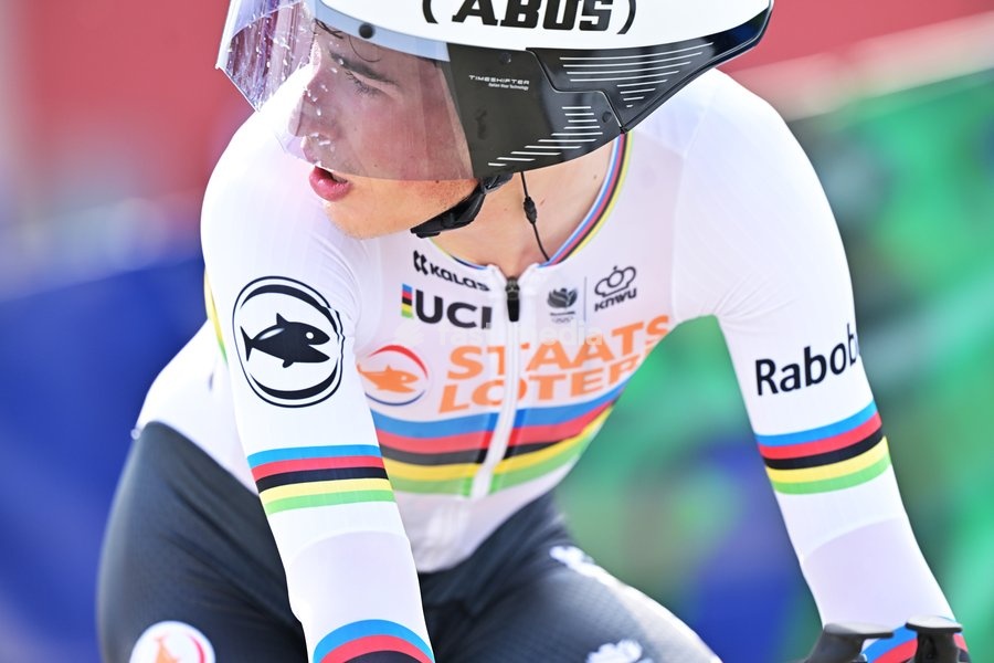 Netherlands' Ryan Gal crosses the finish line of the Men U23 Individual Time Trial race (22km) at the cycling UEC Road European Championships, in Ljubljana, Slovenia, on Wednesday 7 October 2026. The UEC Road European Championships are taking place from 02 to 07 October in Ljubljana, Slovenia