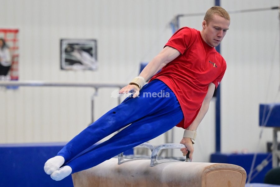 Belgian gymnast Kilan Van der Aa pictured during a training session of Belgium's artistic gymnastics team, Wednesday 7 October 2026, in Gent, ahead of the Worlds Championships in Rotterdam from 17 to 25 October 2026
