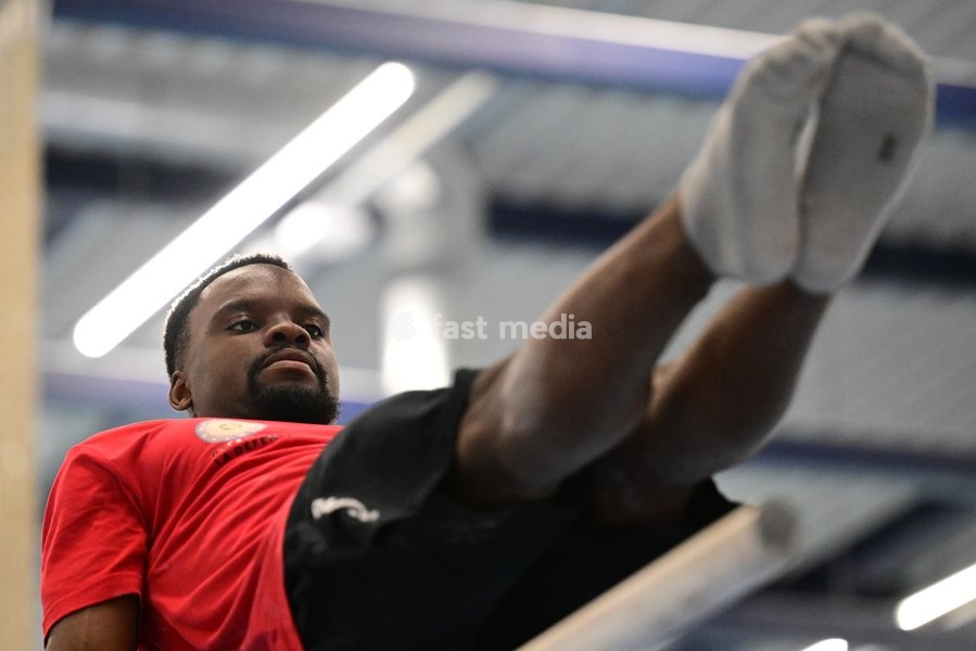 Belgian gymnast Noah Kuavita pictured during a training session of Belgium's artistic gymnastics team, Wednesday 7 October 2026, in Gent, ahead of the Worlds Championships in Rotterdam from 17 to 25 October 2026