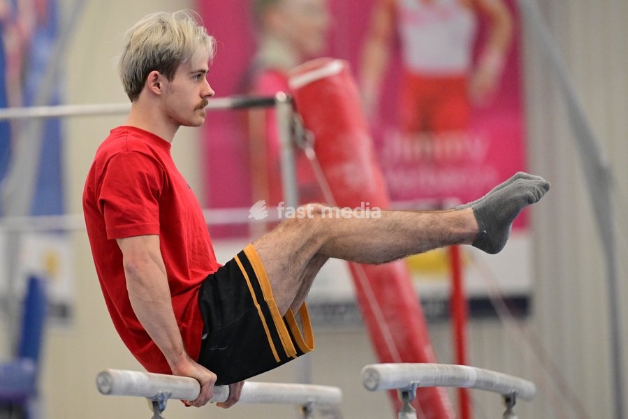 Belgian gymnast Nicola Cuyle pictured during a training session of Belgium's artistic gymnastics team, Wednesday 7 October 2026, in Gent, ahead of the Worlds Championships in Rotterdam from 17 to 25 October 2026