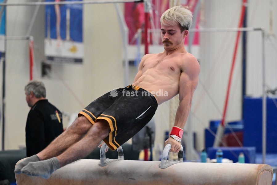 Belgian gymnast Nicola Cuyle pictured during a training session of Belgium's artistic gymnastics team, Wednesday 7 October 2026, in Gent, ahead of the Worlds Championships in Rotterdam from 17 to 25 October 2026