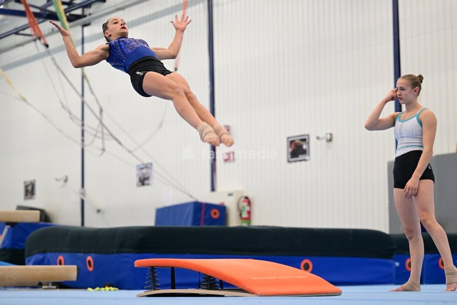 Belgian gymnast Liese Vieuxtemps pictured during a training session of Belgium's artistic gymnastics team, Wednesday 7 October 2026, in Gent, ahead of the Worlds Championships in Rotterdam from 17 to 25 October 2026