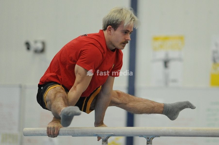 Belgian gymnast Nicola Cuyle pictured during a training session of Belgium's artistic gymnastics team, Wednesday 7 October 2026, in Gent, ahead of the Worlds Championships in Rotterdam from 17 to 25 October 2026