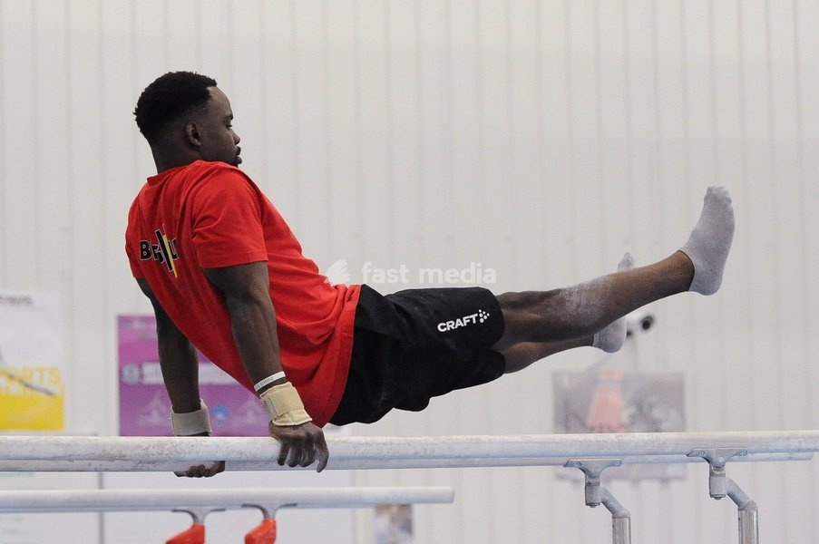 Belgian gymnast Noah Kuavita pictured during a training session of Belgium's artistic gymnastics team, Wednesday 7 October 2026, in Gent, ahead of the Worlds Championships in Rotterdam from 17 to 25 October 2026