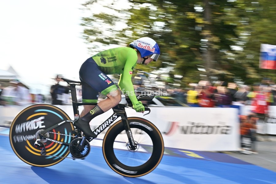 Slovenia's Jan Tratnik pictured at the start of the Men Elite Individual Time Trial race (22km) at the cycling UEC Road European Championships, in Ljubljana, Slovenia, on Wednesday 7 October 2026. The UEC Road European Championships are taking place from 02 to 07 October in Ljubljana, Slovenia