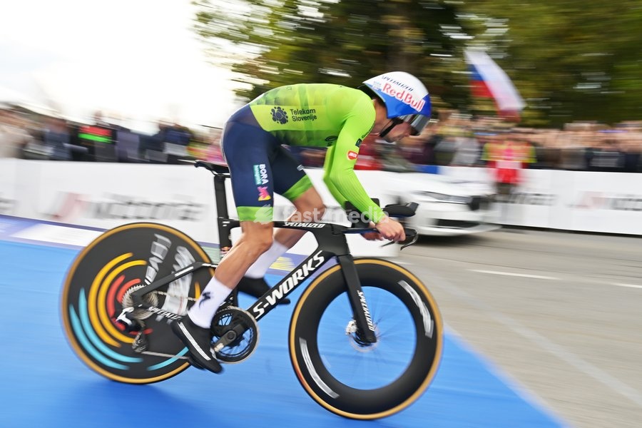 Slovenia's Primoz Roglic pictured at the start of the Men Elite Individual Time Trial race (22km) at the cycling UEC Road European Championships, in Ljubljana, Slovenia, on Wednesday 7 October 2026. The UEC Road European Championships are taking place from 02 to 07 October in Ljubljana, Slovenia