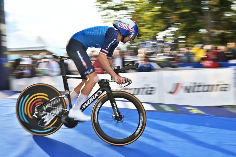 Italy's Mattia Cattaneo pictured at the start of the Men Elite Individual Time Trial race (22km) at the cycling UEC Road European Championships, in Ljubljana, Slovenia, on Wednesday 7 October 2026. The UEC Road European Championships are taking place from 02 to 07 October in Ljubljana, Slovenia