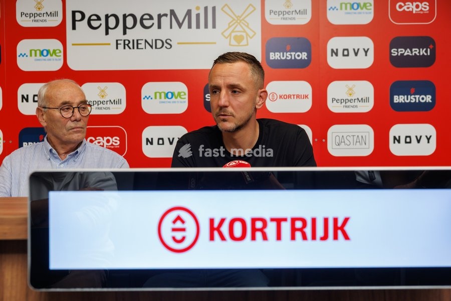 Kortrijk's head coach Daniel Beichler pictured during a press conference of Belgian soccer team KV Kortrijk, to present Austrian Beichler as new head coach, Wednesday 7 October 2026 in Kortrijk