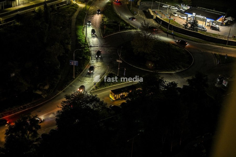 Cars drive along a street during power outages, Kyiv, Ukraine, on October 6, 2026. Hourly electricity outage schedules were introduced in the capital and several regions of Ukraine following Russian attacks on energy infrastructure