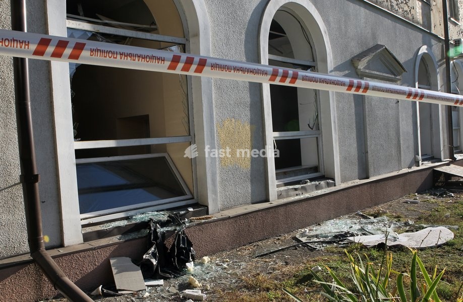 Windows of a building shattered in a Russian missile strike are seen in Dnipro, Ukraine, on October 6, 2026. Russian forces attacked Dnipro with missiles, damaging an industrial enterprise, apartment buildings, and a sports club