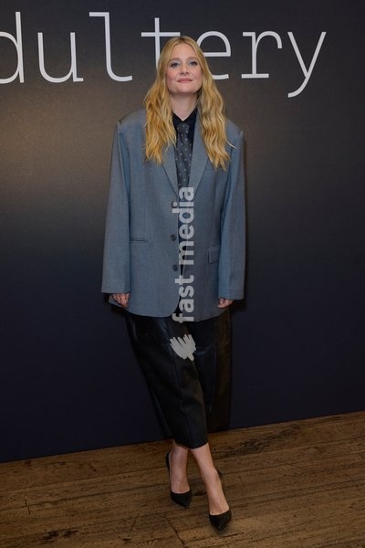 Romola Garai seen attending the press screening for Adultery produced by Poison Pen Studios in association with ITV Studios for ITV and STV. The series will launch this October and will be available for streaming on ITVX and STV Player. held at the Soho House Hotel