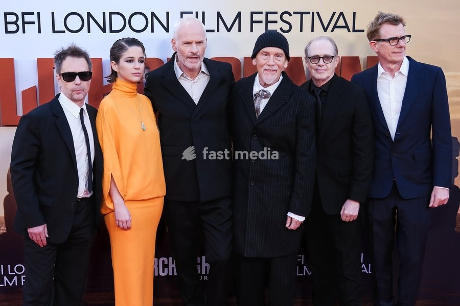 Sam Rockwell, Mariana Di Girolamo, Martin Mcdonagh, John Malkovich, Steve Buscemi, Graham Broadbent attends the red carpet for Premiere Of Wild Horse Nine screening during the London Film Festival 2026 on Friday 9 October 2026 at Royal Festival Hall, London