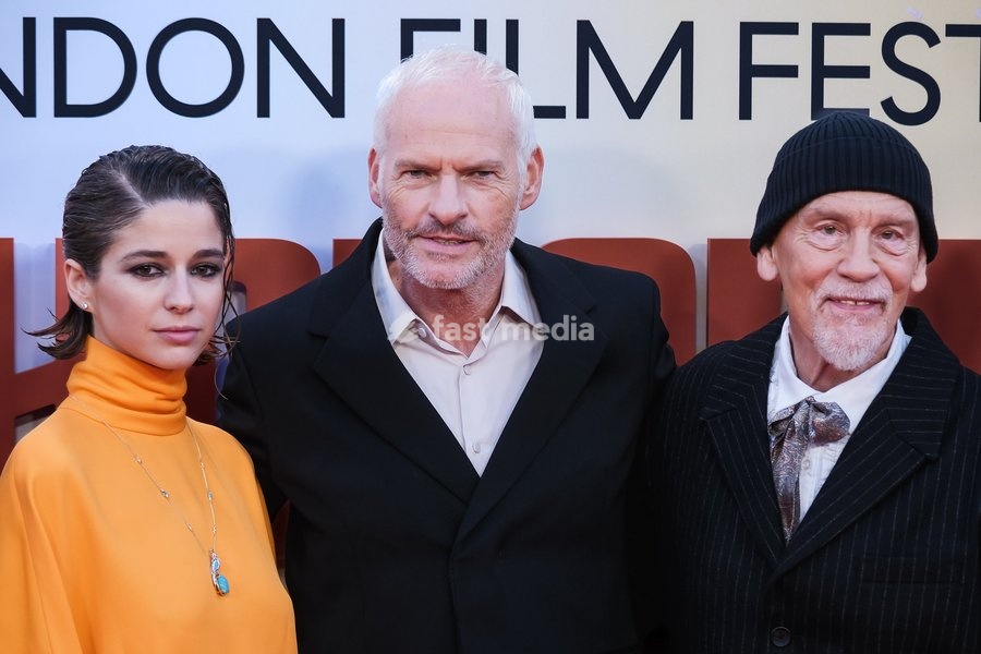 Mariana Di Girolamo, Martin Mcdonagh, John Malkovich attends the red carpet for Premiere Of Wild Horse Nine screening during the London Film Festival 2026 on Friday 9 October 2026 at Royal Festival Hall, London
