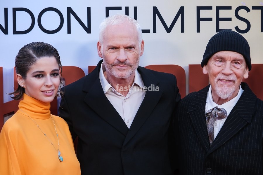 Mariana Di Girolamo, Martin Mcdonagh, John Malkovich attends the red carpet for Premiere Of Wild Horse Nine screening during the London Film Festival 2026 on Friday 9 October 2026 at Royal Festival Hall, London