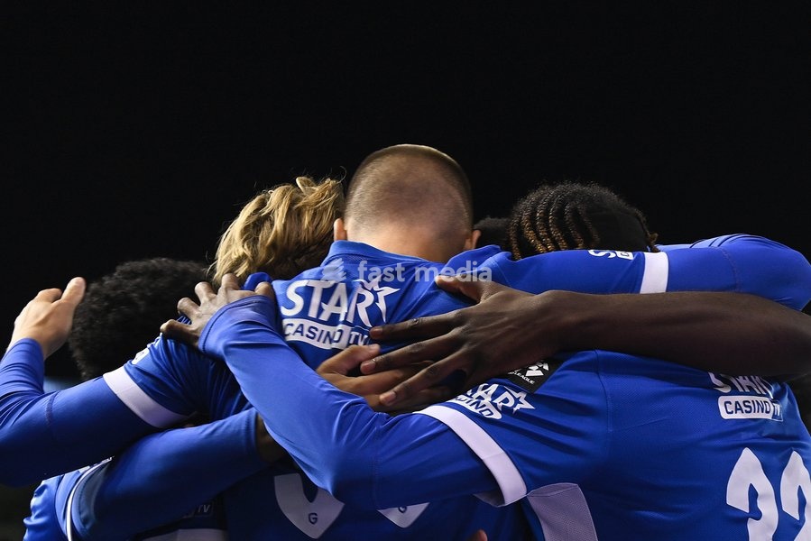Genk's Daan Heymans scores a goal during a soccer match between KRC Genk and KV Kortrijk, Saturday 10 October 2026 in Genk, on day 8 of the 2026-2027 'Jupiler Pro League' first division of the Belgian championship, in Genk