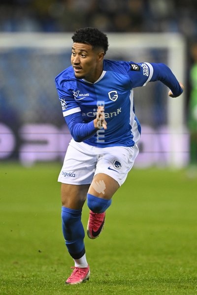 Genk's Kevin Amaro pictured during a soccer match between KRC Genk and KV Kortrijk, Saturday 10 October 2026 in Genk, on day 8 of the 2026-2027 'Jupiler Pro League' first division of the Belgian championship, in Genk