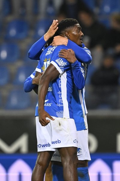 Genk's Rafiu Durosinmi pictured during a soccer match between KRC Genk and KV Kortrijk, Saturday 10 October 2026 in Genk, on day 8 of the 2026-2027 'Jupiler Pro League' first division of the Belgian championship, in Genk