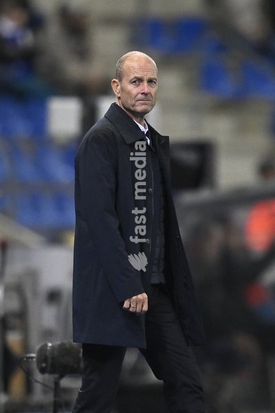 Genk's head coach Jess Thorup pictured during a soccer match between KRC Genk and KV Kortrijk, Saturday 10 October 2026 in Genk, on day 8 of the 2026-2027 'Jupiler Pro League' first division of the Belgian championship, in Genk