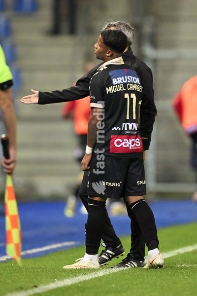 Kortrijk's Shandre Campbell receives a red card from the referee during a soccer match between KRC Genk and KV Kortrijk, Saturday 10 October 2026 in Genk, on day 8 of the 2026-2027 'Jupiler Pro League' first division of the Belgian championship, in Genk