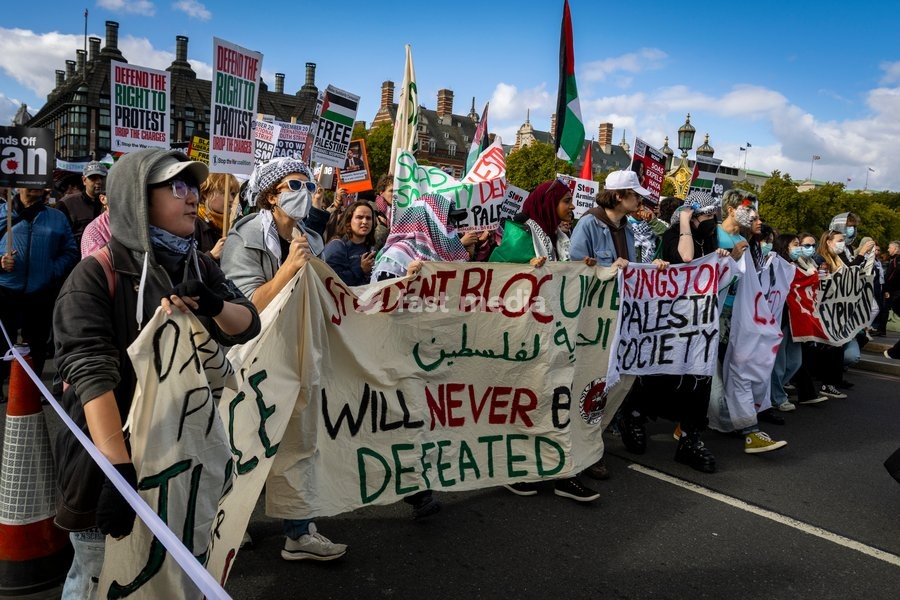 Pro-Palestine demonstrators took to the streets of Central London for the National March for Palestine, marking three years since the war in Gaza began in October 2023. Participants marched in solidarity with Palestinians, carrying Palestinian flags, banners and placards calling for an end to the…